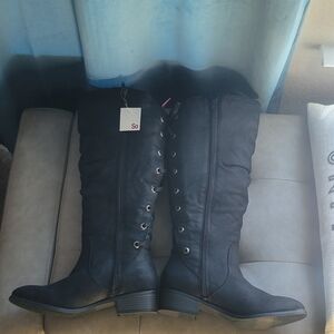 So Women's Black Knee-High Boots